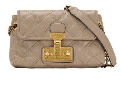 Quilted Shoulder Bag, &pound;110, Handbags, Taupe, Leather, Front view